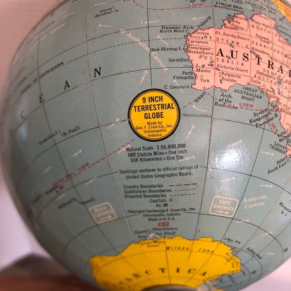 Vtg George F Cram 9 Inch Terrestrial Globe - Picture 4 of 14